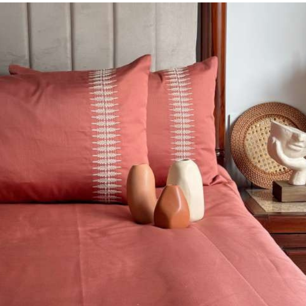 Sadyaska Stella Terracotta 3 Pcs Bedsheet Set