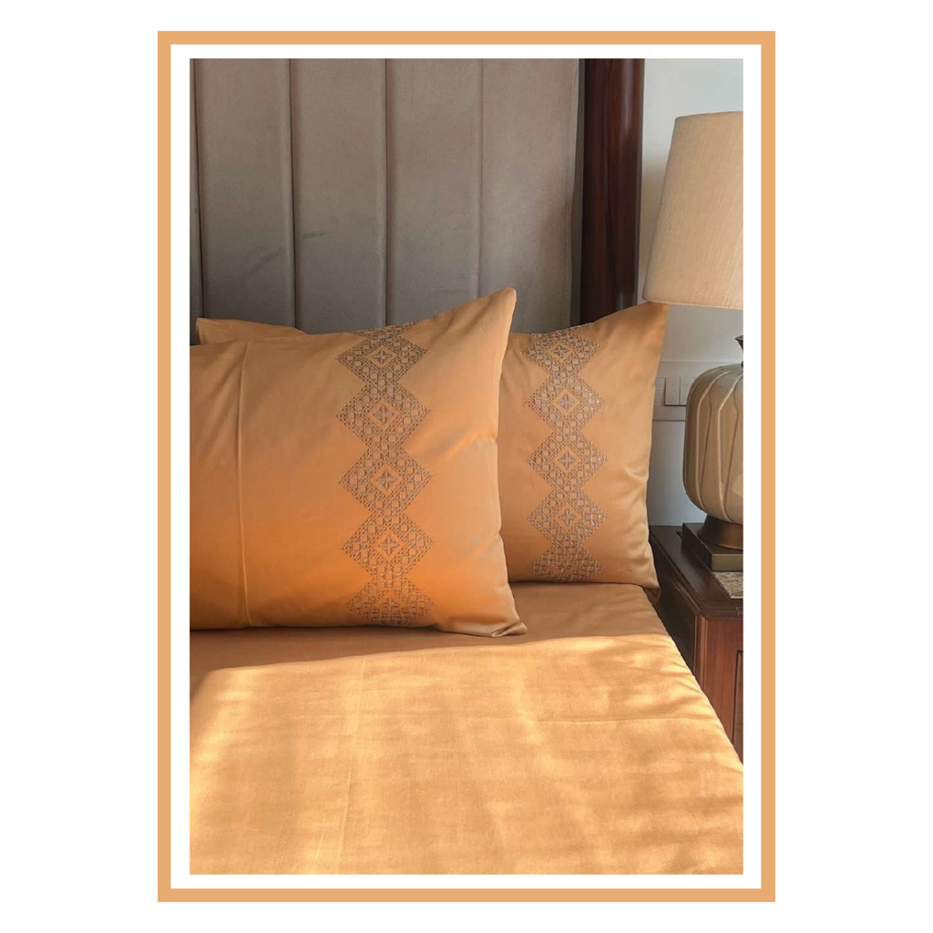 Sadyaska Iris Honey Mustard 3 Pcs Bedsheet Set