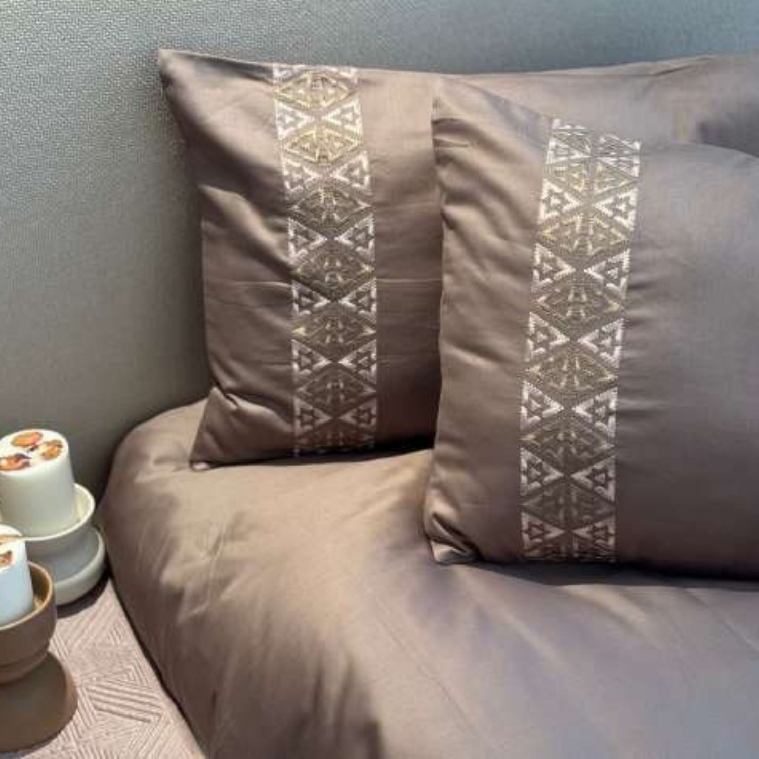 Sadyaska Faye Taupe 3 Pcs Bedsheet Set