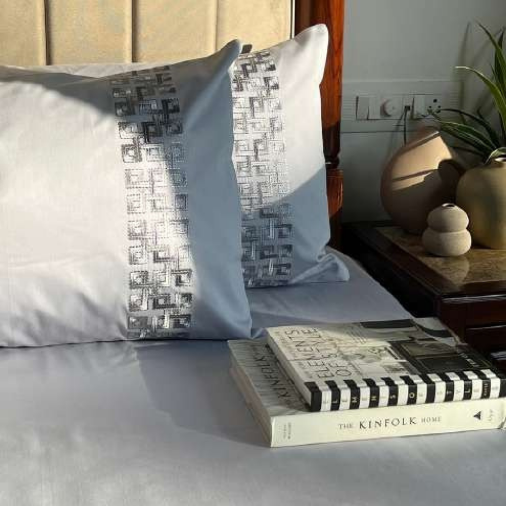 Sadyaska Evara Smoke Blue 3 Pcs Bedsheet Set