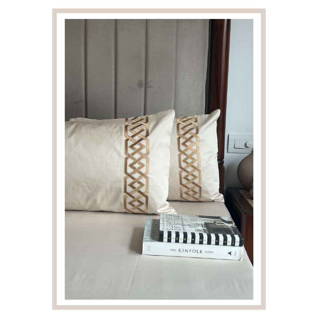 Sadyaska Austin Oats Beige 3 Pcs Bedsheet Set