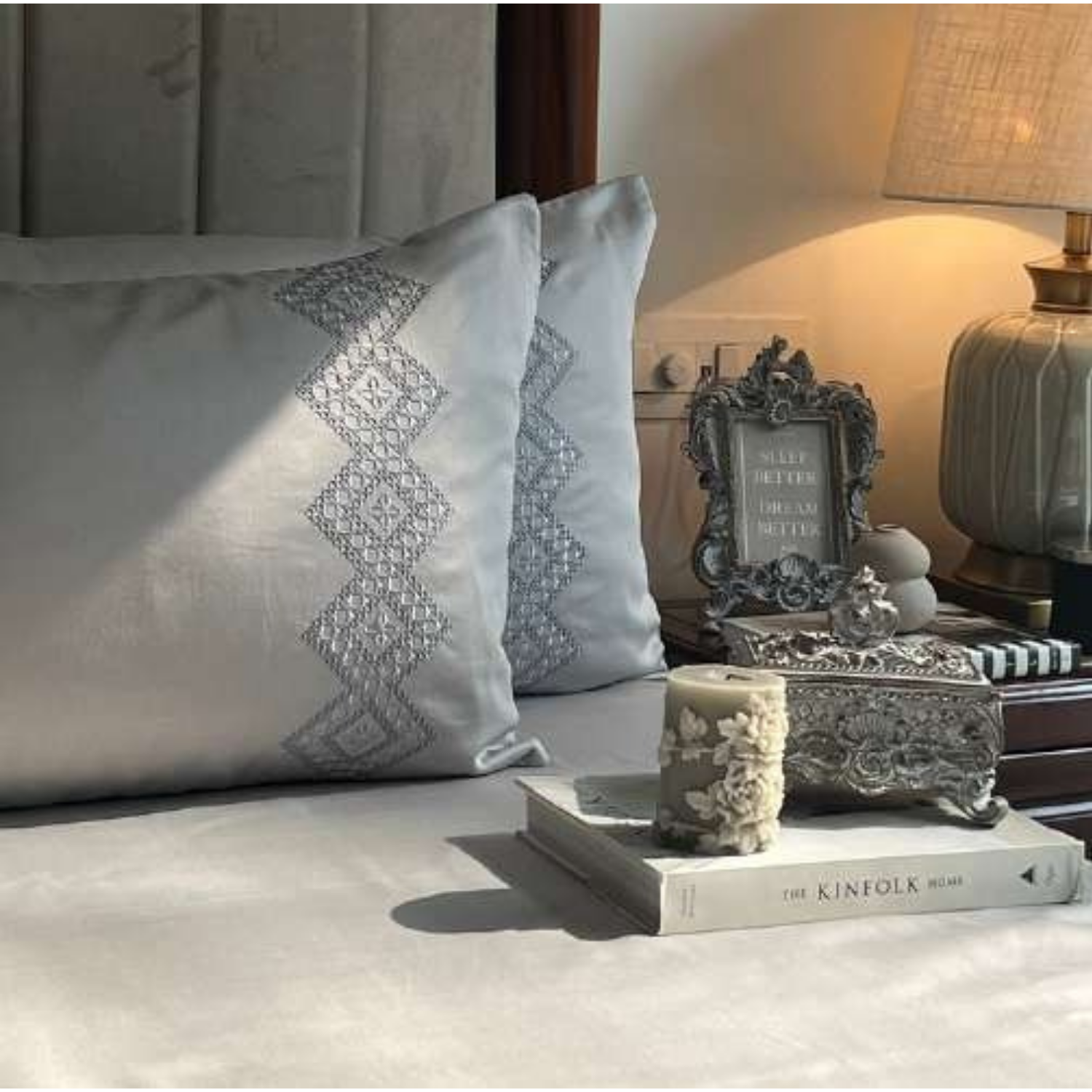 Sadyaska Iris Pearl Grey 3 Pcs Bedsheet Set