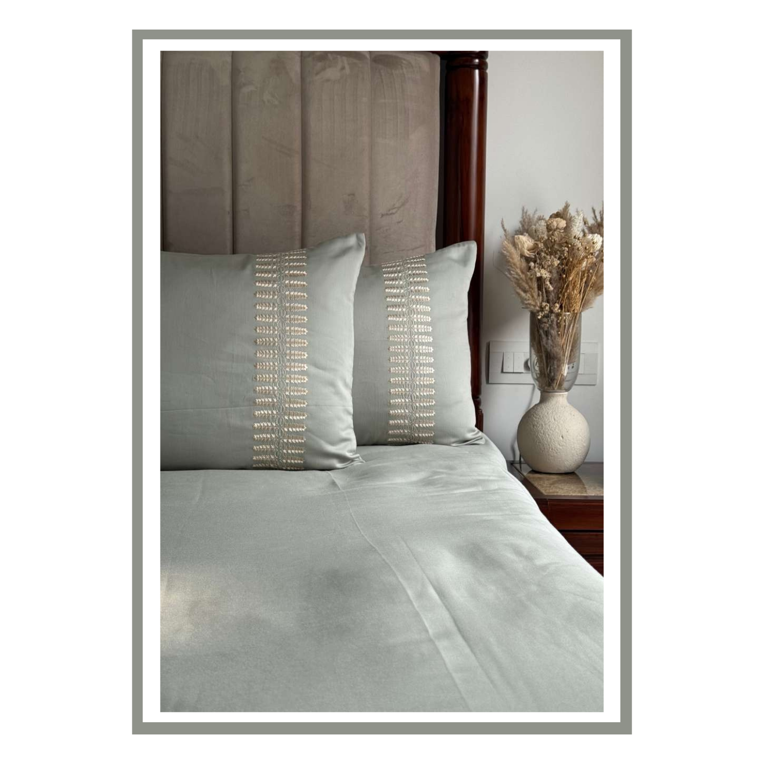 Sadyaska Elise Sage Green 3 Pcs Bedsheet Set