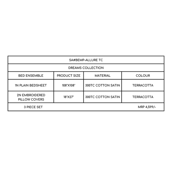 Sadyaska Allure Terracotta 3 Pcs Bedsheet Set