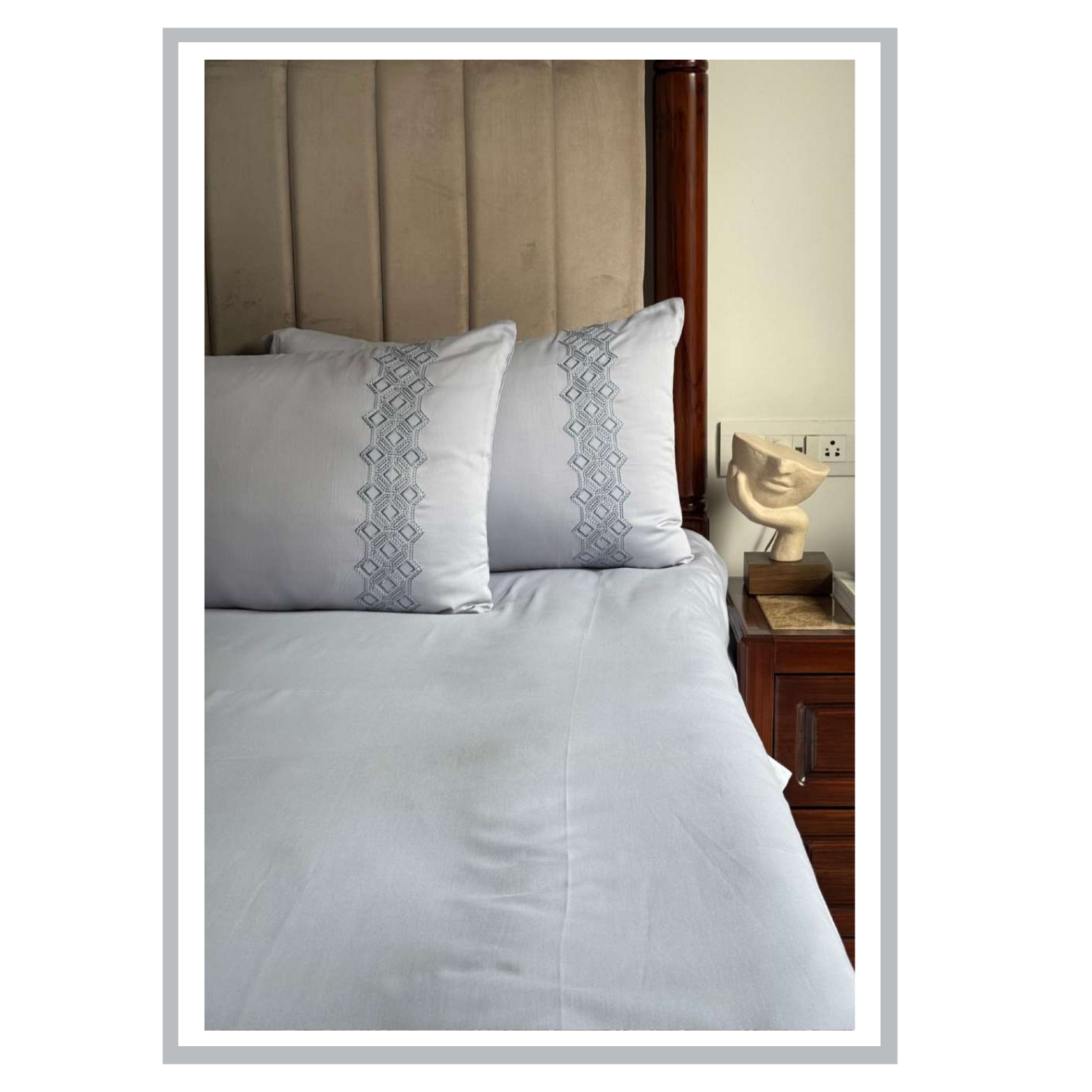 Sadyaska Cora Smoke Blue 3 Pcs Bedsheet Set