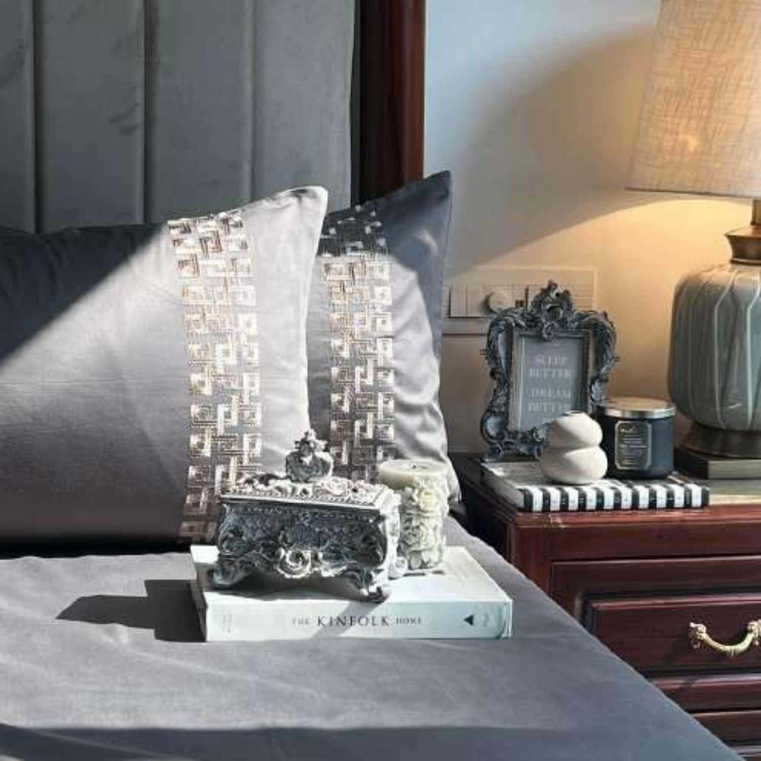 Sadyaska Evara Elephant Grey 3 Pcs Bedsheet Set