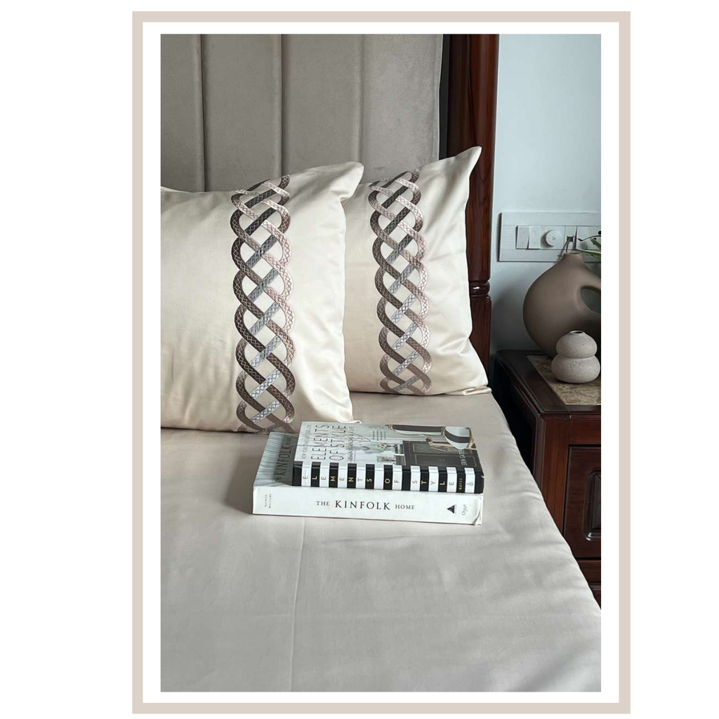 Sadyaska Candace Oats Beige 3 Pcs Bedsheet Set
